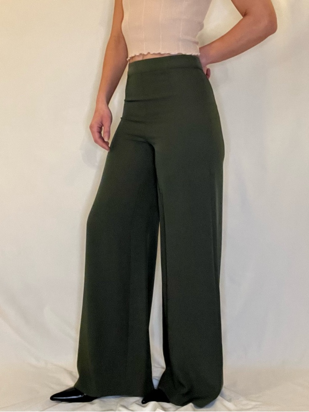Forever 21 High Rise Wide Leg Flat Front Trouser Dress Pants Women's Small - Picture 3 of 10